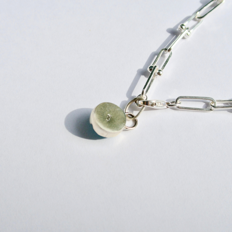 See I Silber Anhänger Halskette mit blauem Chalcedon